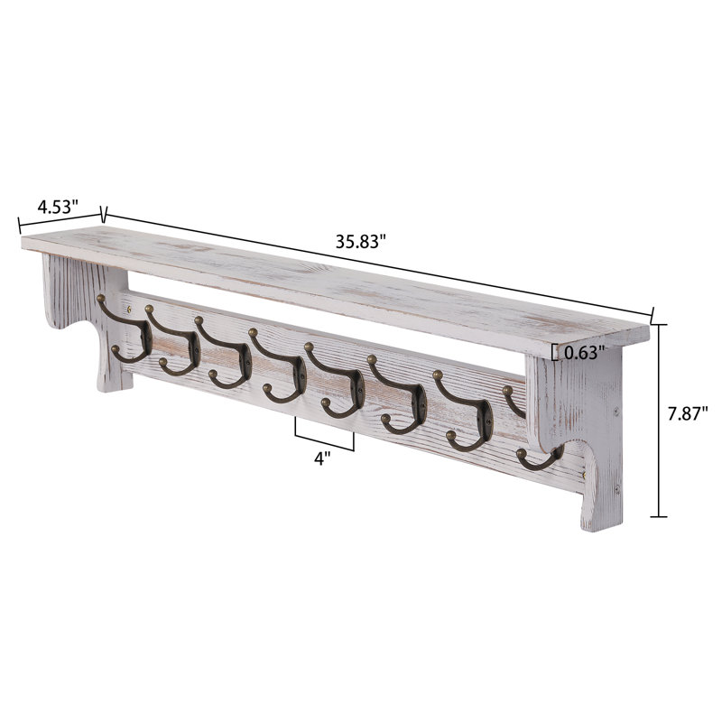 August Grove® Amarisa 35.83'' Wide Solid Wood 8 Hook Wall Mounted